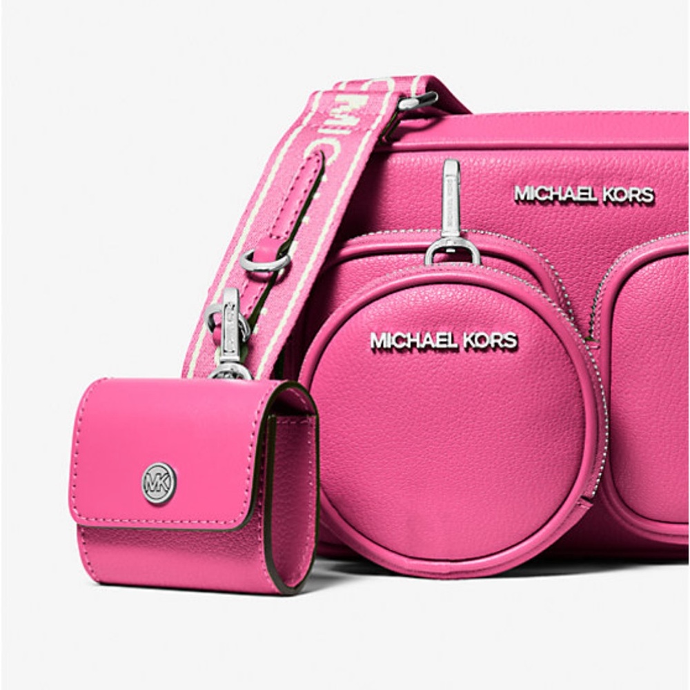 Michael Kors Jet Set Leather Md Crossbody Bag with Case for Apple Airpods Pro®